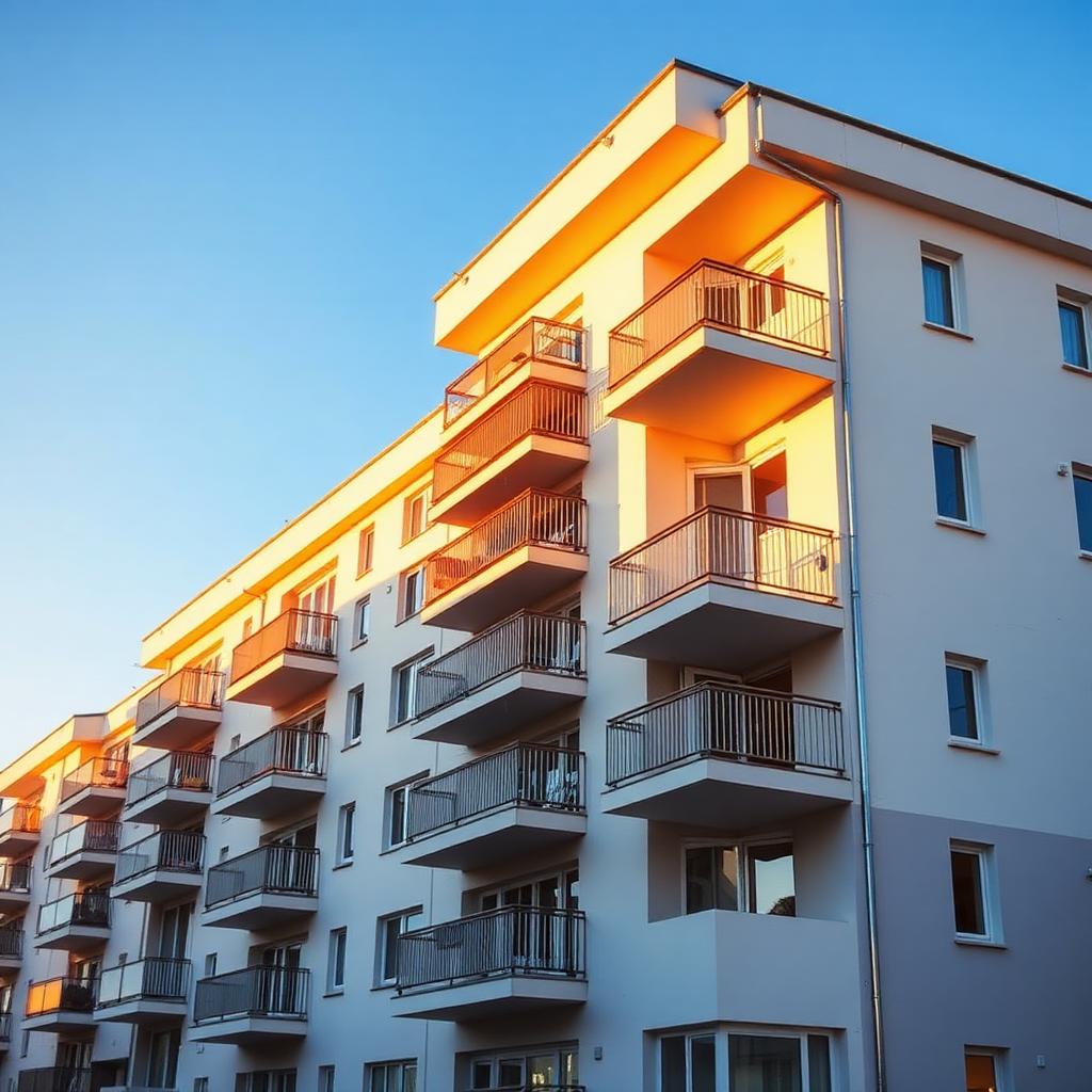 Modernes Mehrfamilienhaus im Kanton Zürich im Abendlicht – Anlageobjekt zum Verkauf.